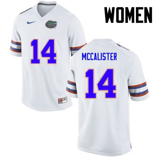 Women's Florida Gators #14 Alex McCalister NCAA Nike White Authentic Stitched College Football Jersey UFA2462CS